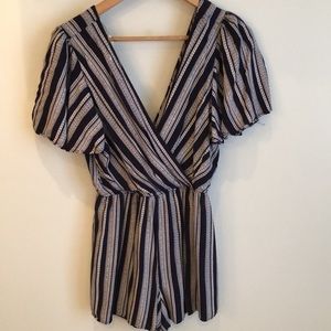 Three Hearts Navy Romper